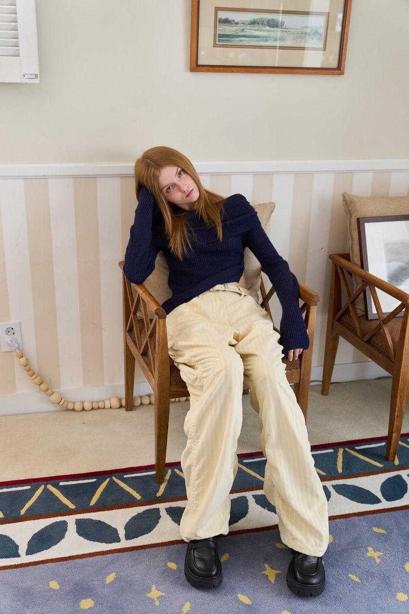 SHIRRING LONG PANTS CREAM