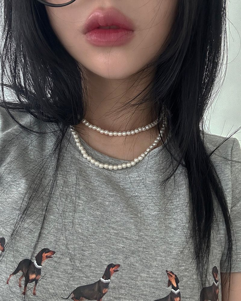 5 mm Two-line Layered Long Pearl Necklace