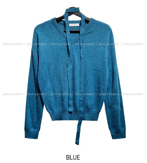 [Muffler set] Nana Wool V-neck Knit