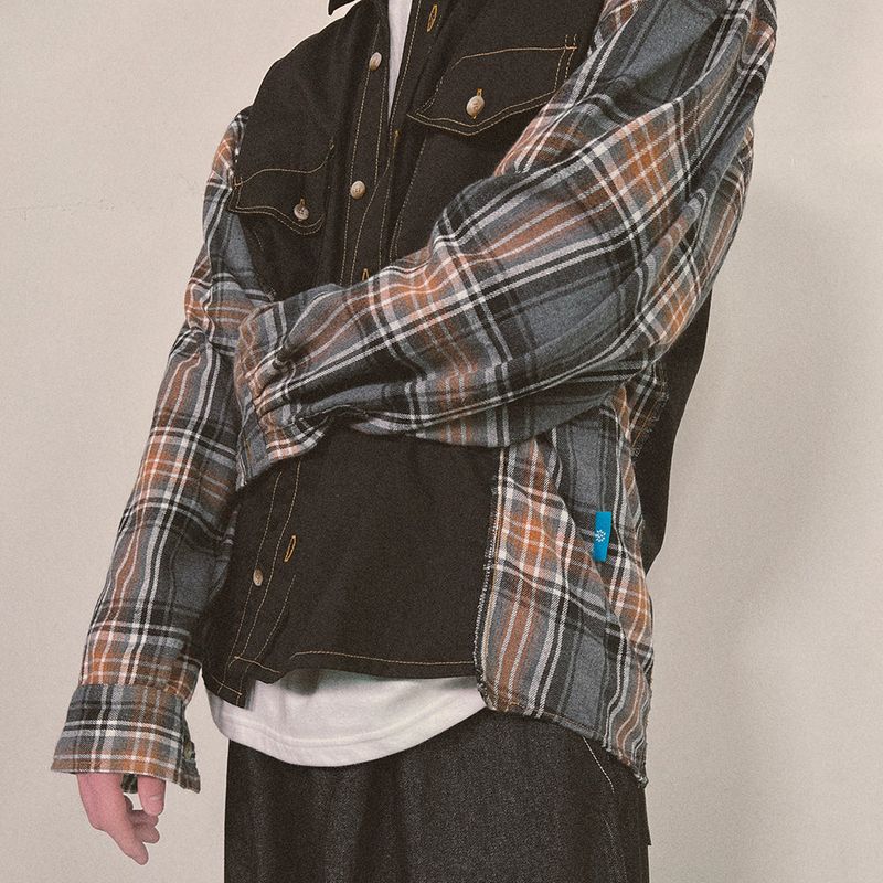 check block cotton shirt_black