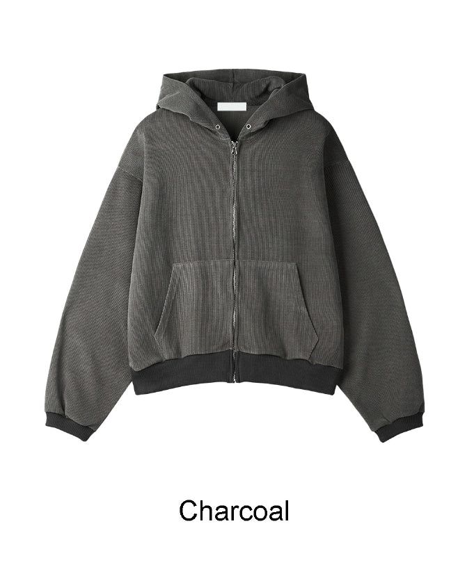 Lube Ribbed Crop Hood Zip-Up