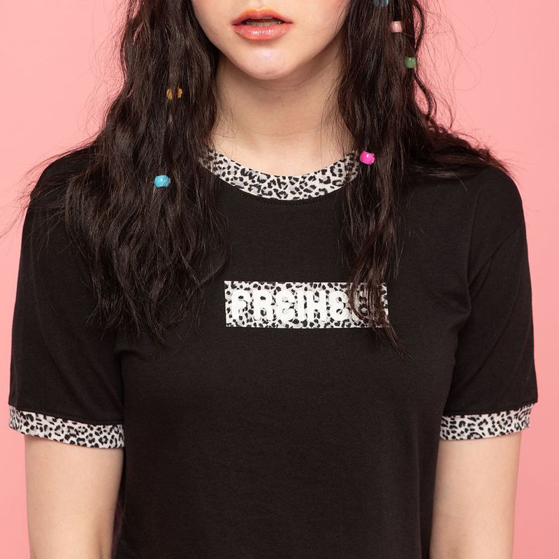 LEOPARD POINT TEE (BLACK)