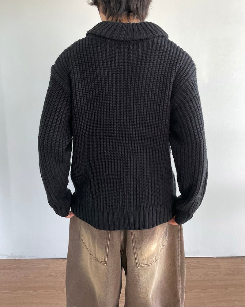 Rebel Shawl Collar Knit Zip-Up
