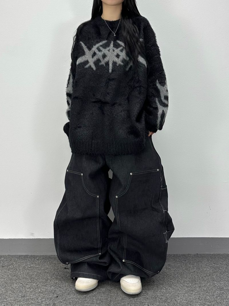 double-knee big denim carpenter pants