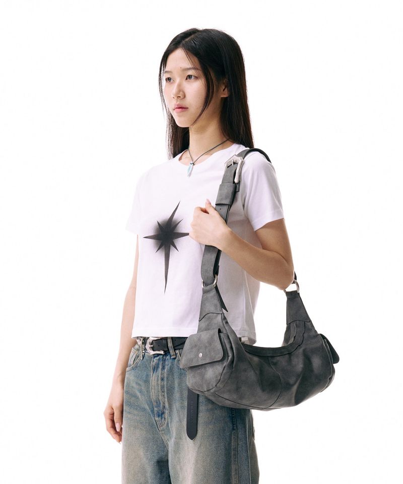 Bumpy Buckle Stone Bag (Gray)