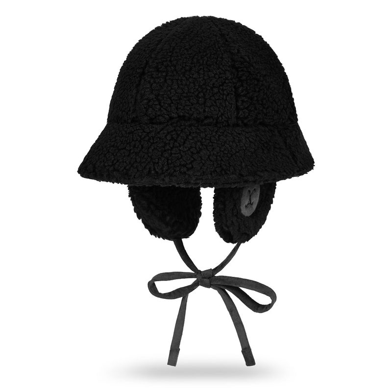 VA Curved Logo Sherpa Fur Flap Bucket Hat / Black