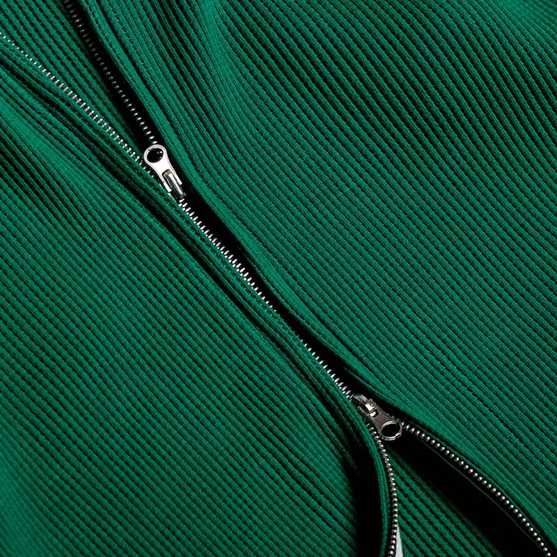 DAMP 2-WAY ZIP-UP WAFFLE CARDIGAN_GREEN