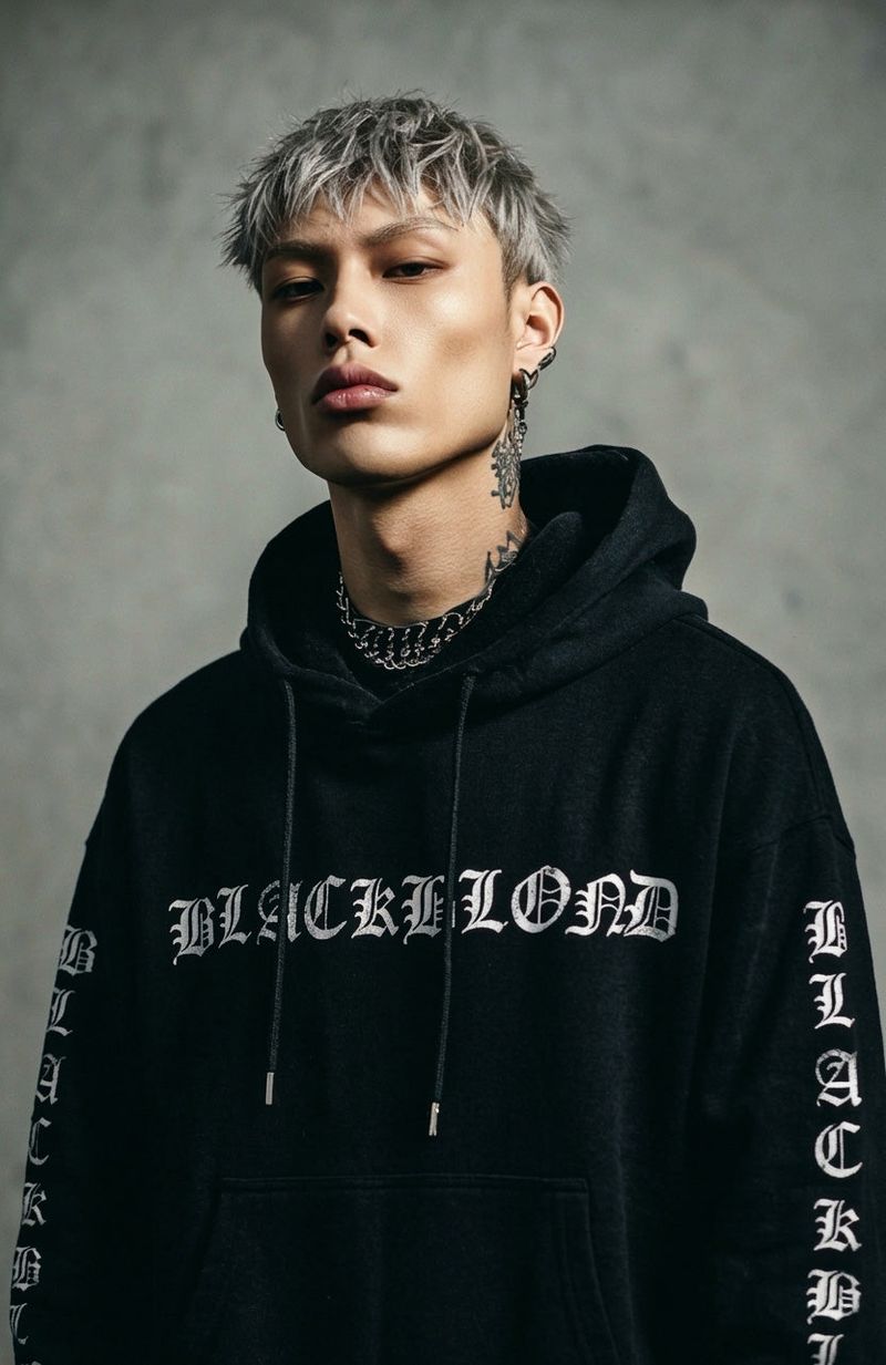 BLACKBLOND（ブラックブロンド）の「BBD クラッシュフェイスフーディー (ブラック)（トップス）」