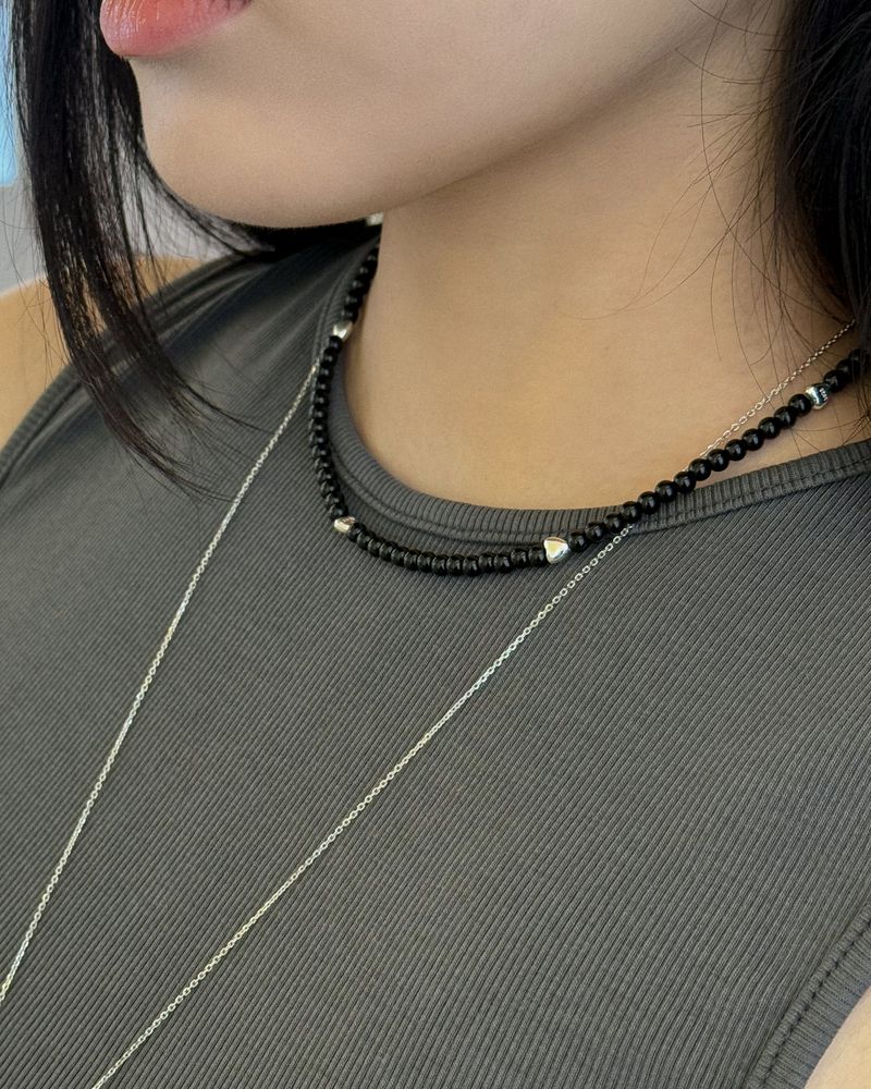 Noir heart choker necklace (silver)
