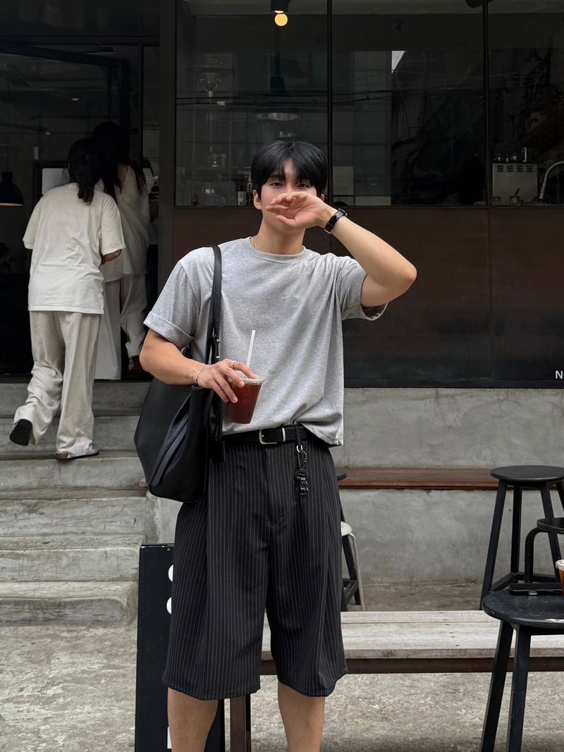 Laurent keyring stripe bermuda pants