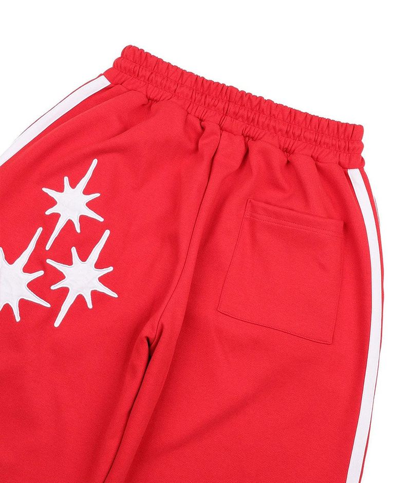 Star Piping Track Balloon Sweat Pants - Red