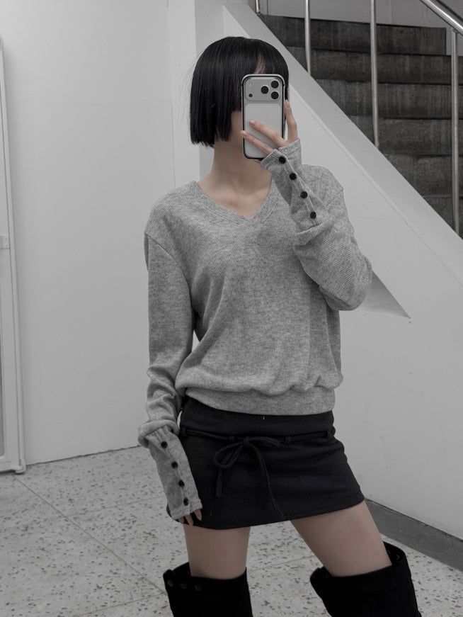 Zven Button V-Neck Knit