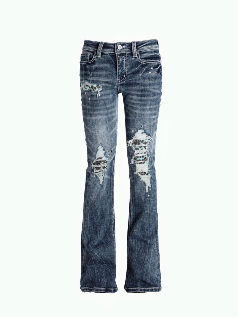SEXXDEVIL White-Stitch Leopard Washed Jeans