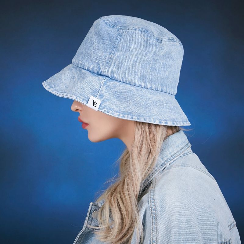 Stone wash denim bucket hat Light indigo