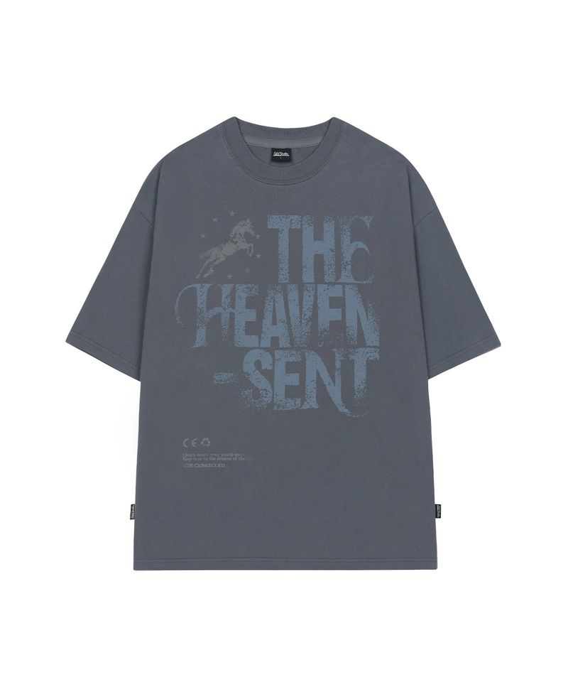 ODDSTUDIO（オッドスタジオ）の「ヘブンセントスターホースグラフィックオーバーフィットTシャツ - マグネットグレー（トップス）」