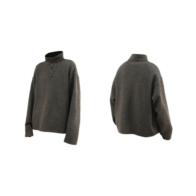 RELABEL('LABEL) Wool magnetic stand collar embroidered loose warm simple casual knitted sweater