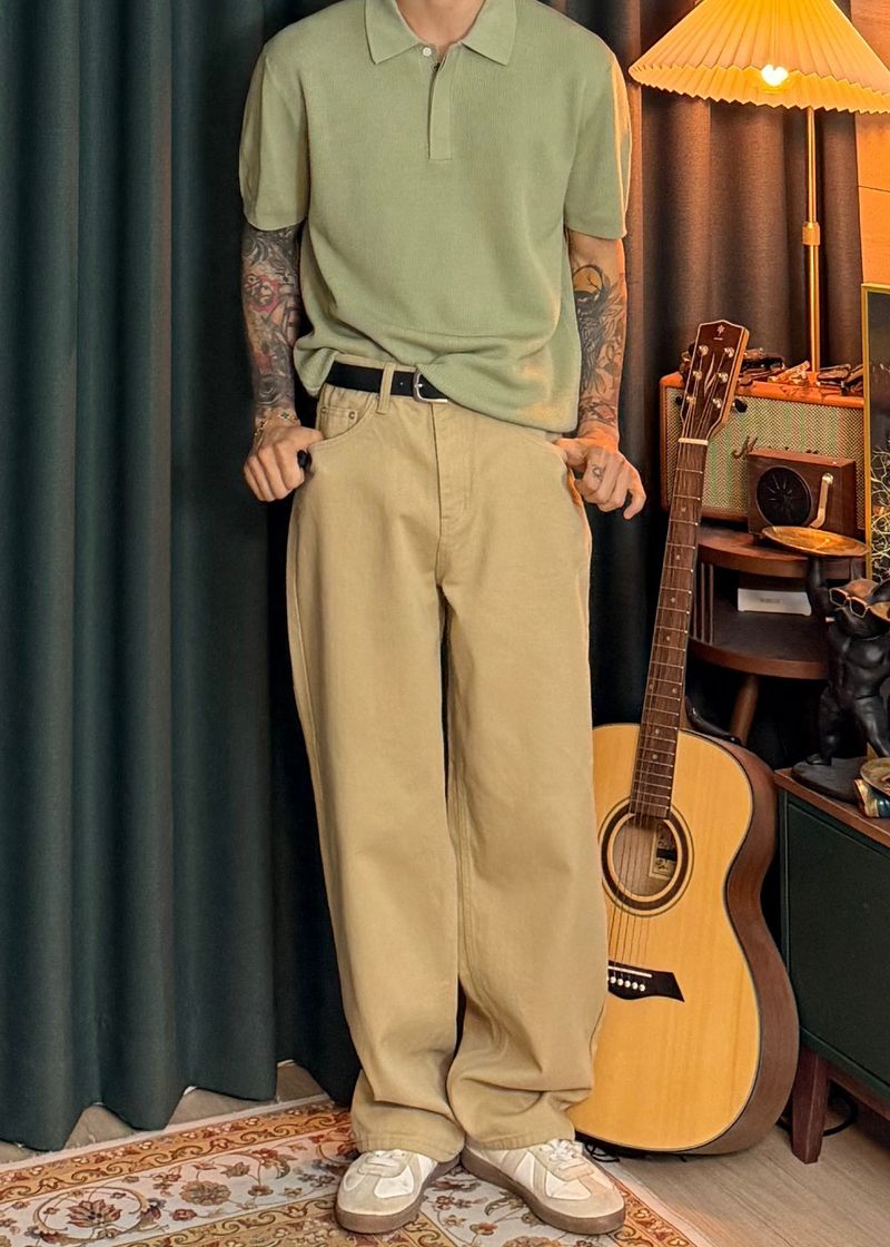 Semi-wide cotton pants 5COLOR