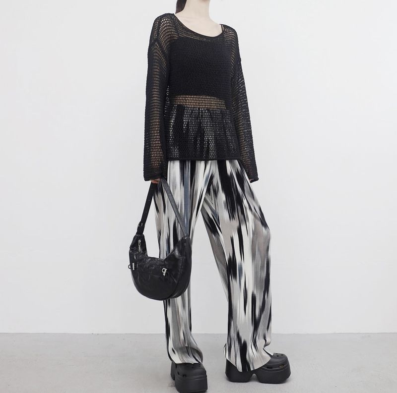 yellow-colored patterned pants