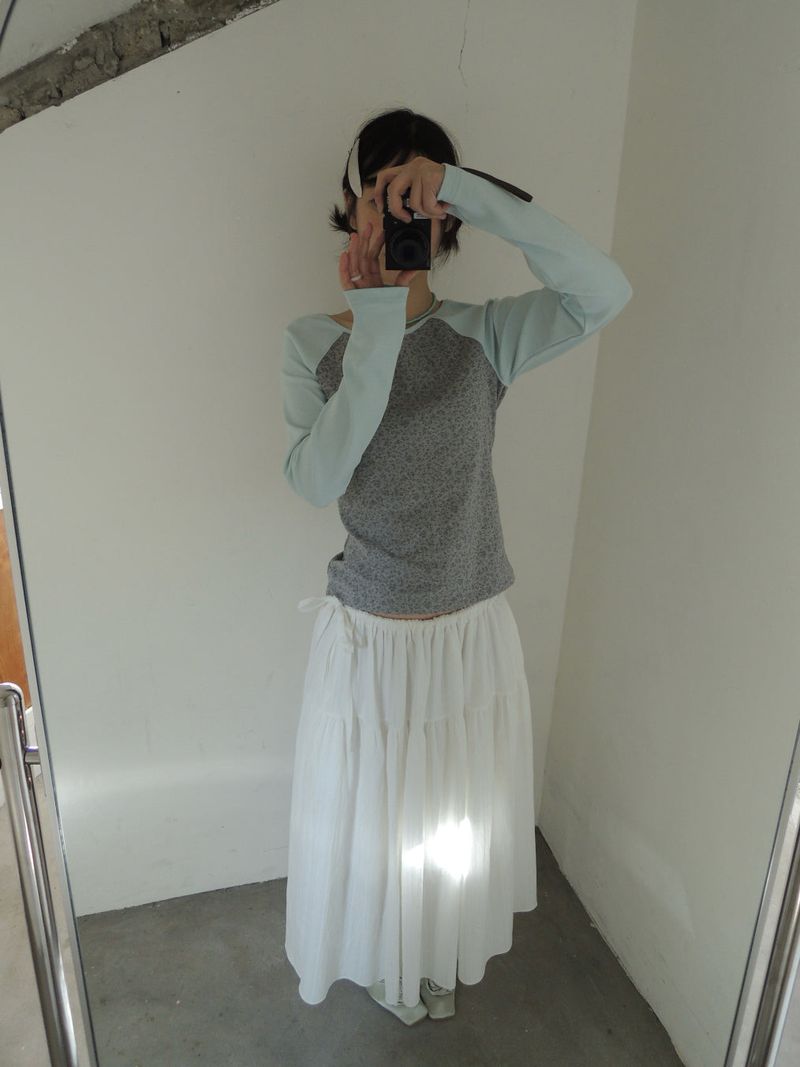 [prts made] フラワーベースボールTシャツ (ミントソーダ)