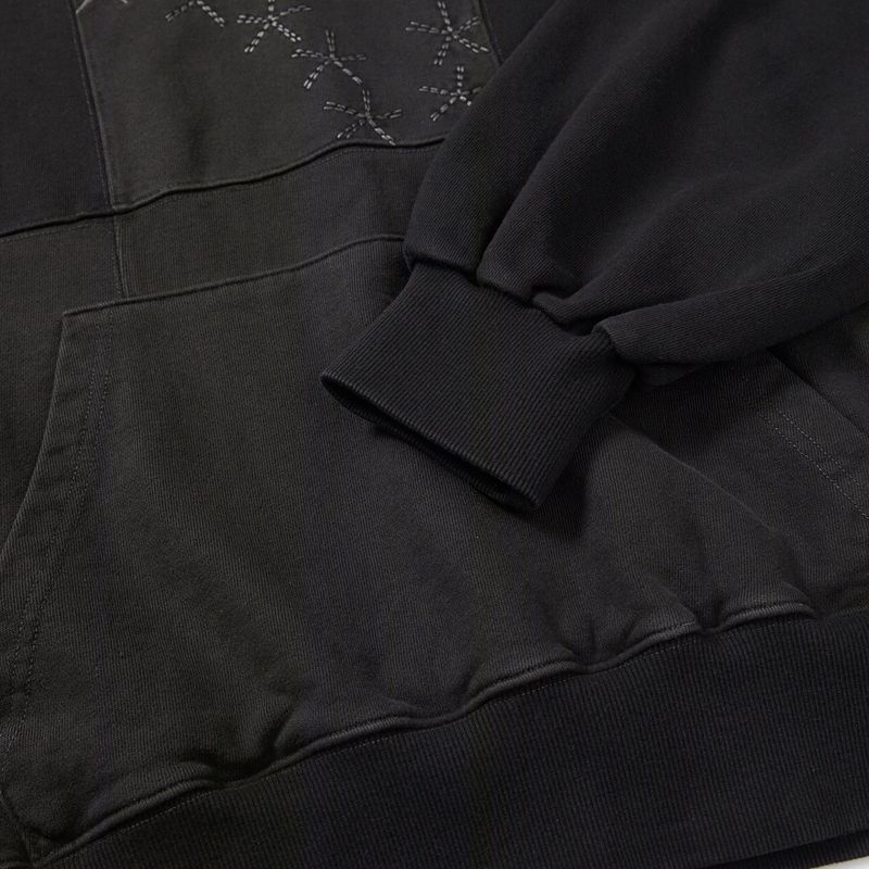 Grid hoodie / Washed black