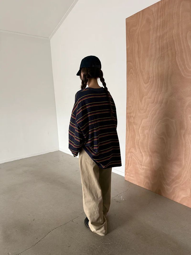 multi stripe boxy T