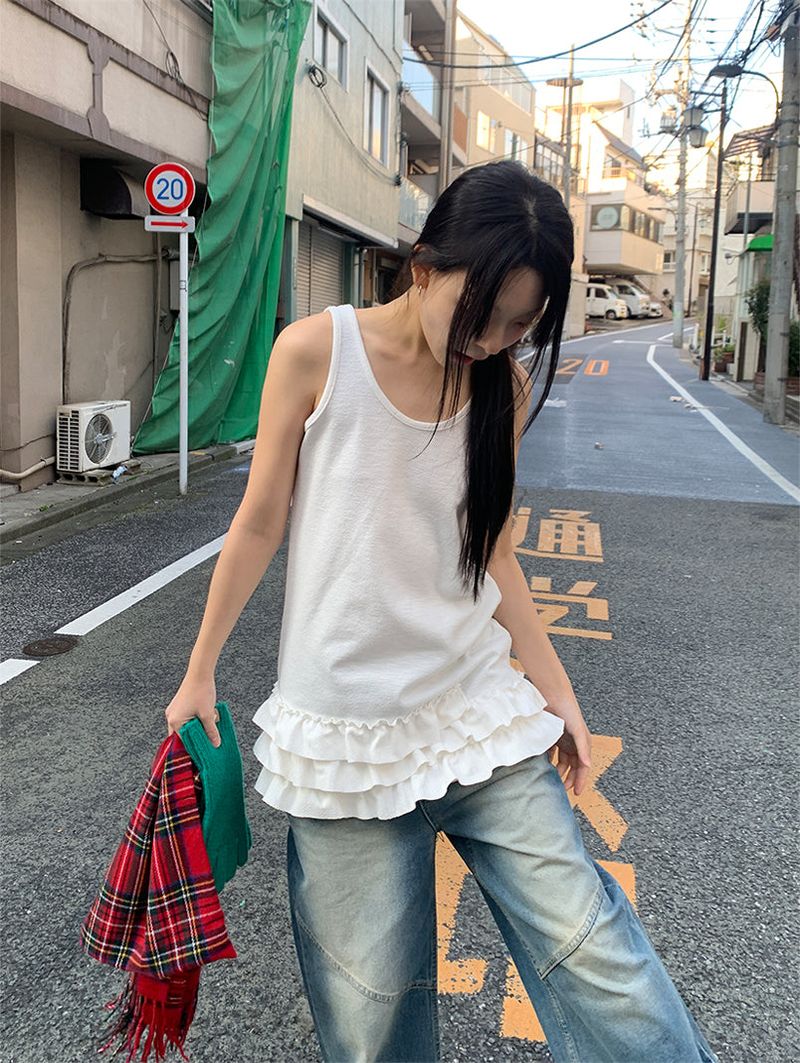 FRILL MINI SLEEVELESS DRESS (3C)