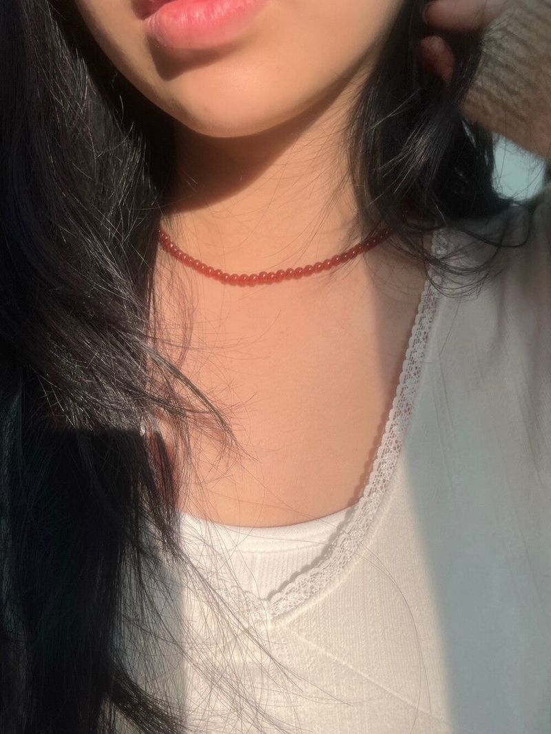 4mm Red onyx necklace