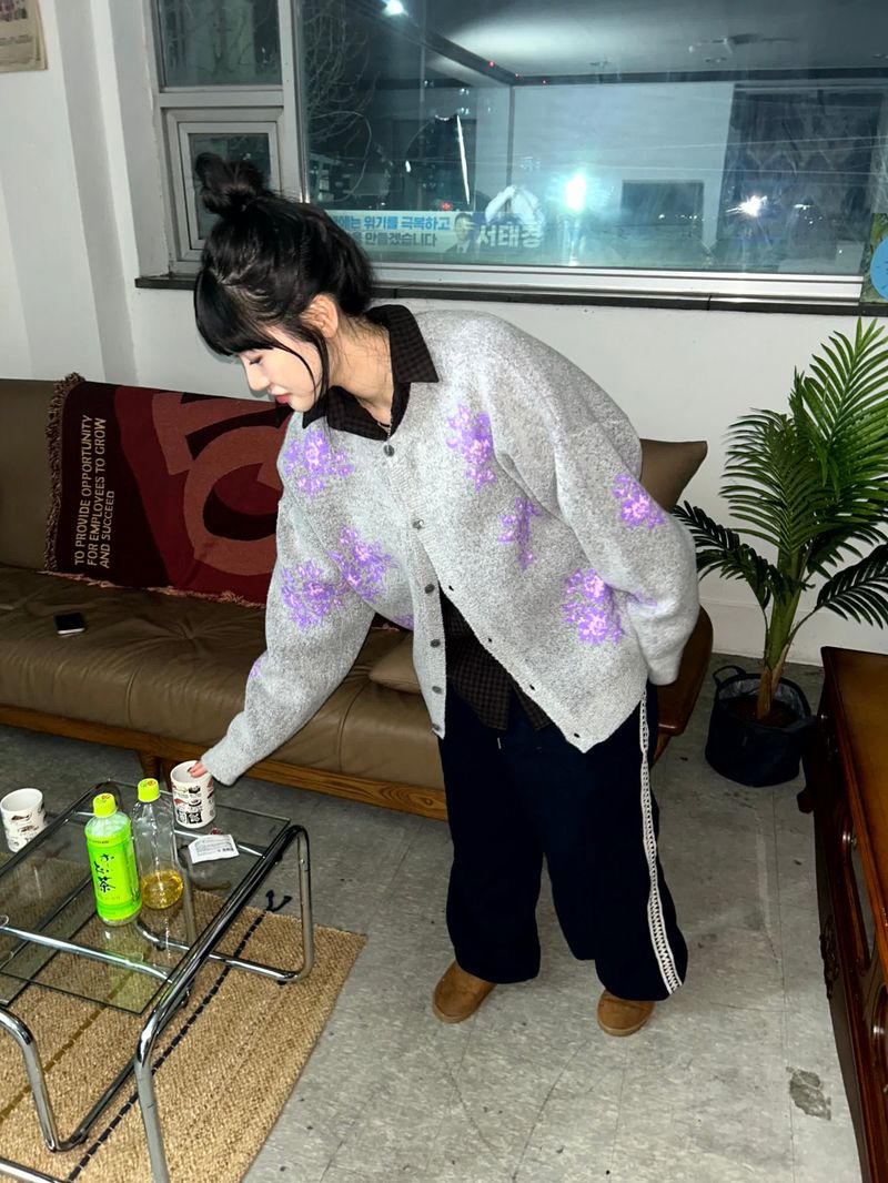 (2color) flower cardigan