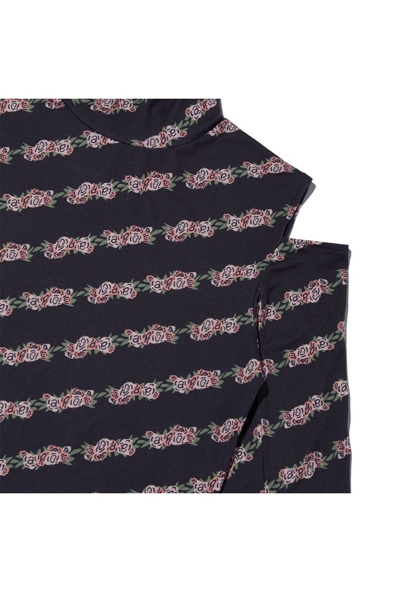 Flower Pattern Turtleneck_Black