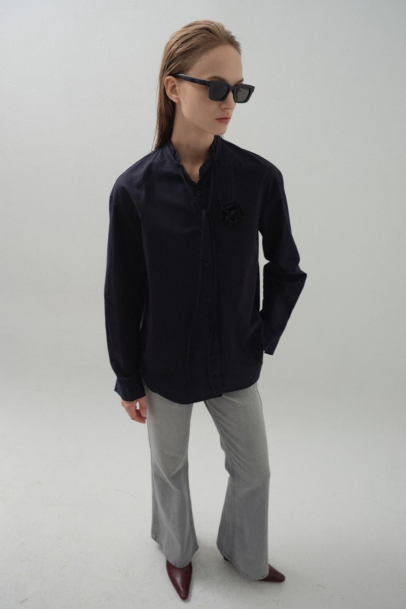 Brooch Convertible Shirt_Navy