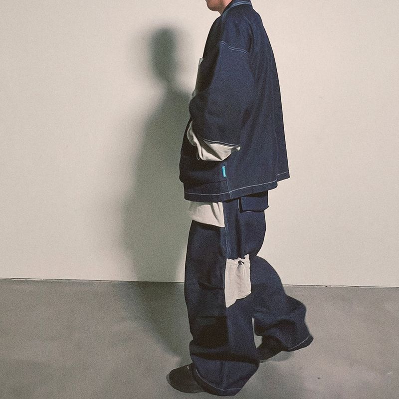 reverse terry pocket denim pants_blue
