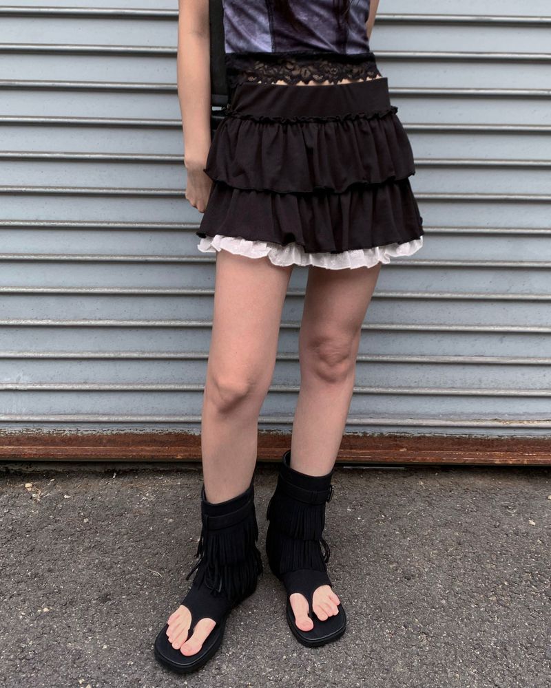Lace layered cancan skirt