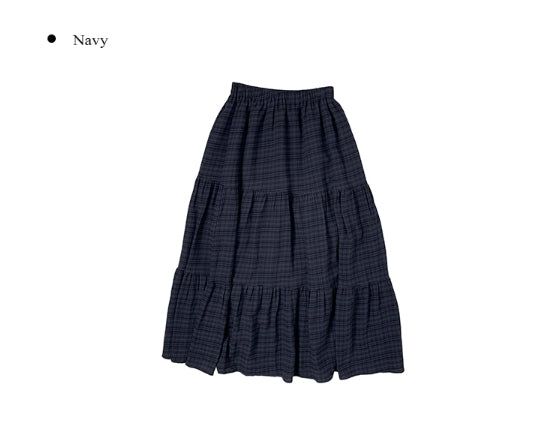 Roit Check Frill Long Banding Skirt
