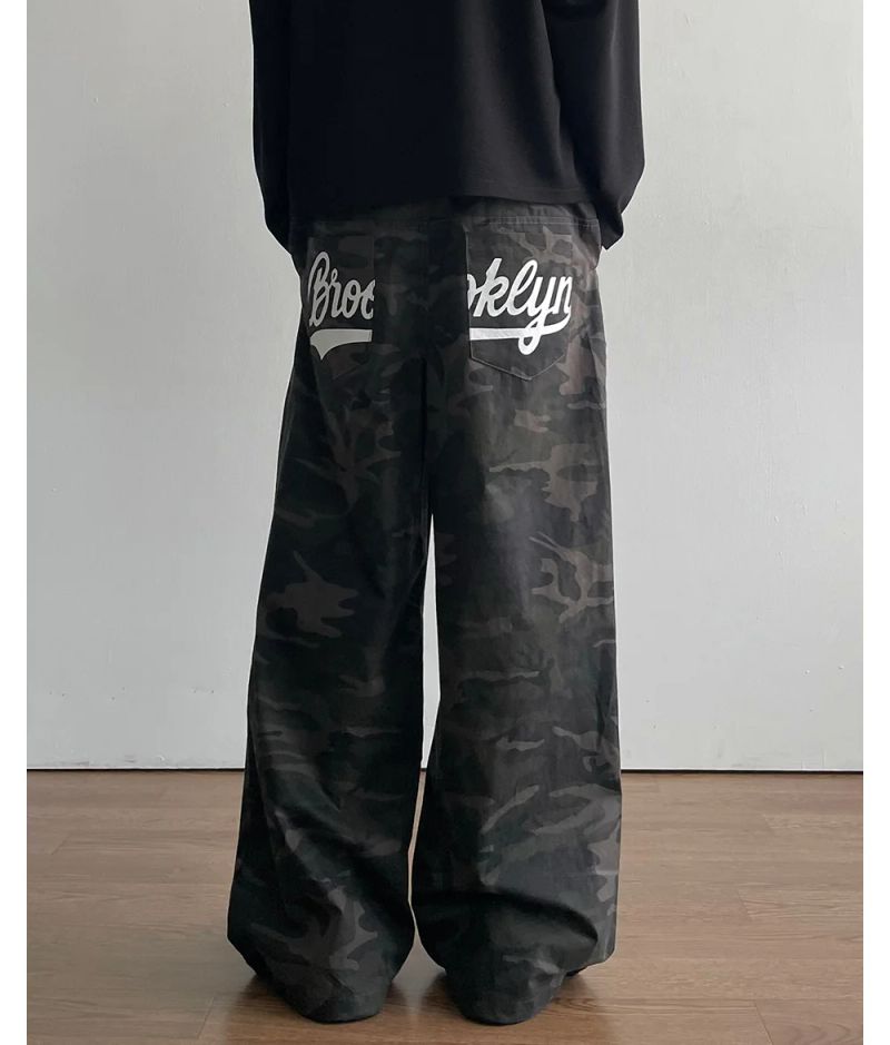 Bru Lettering Camo Pants