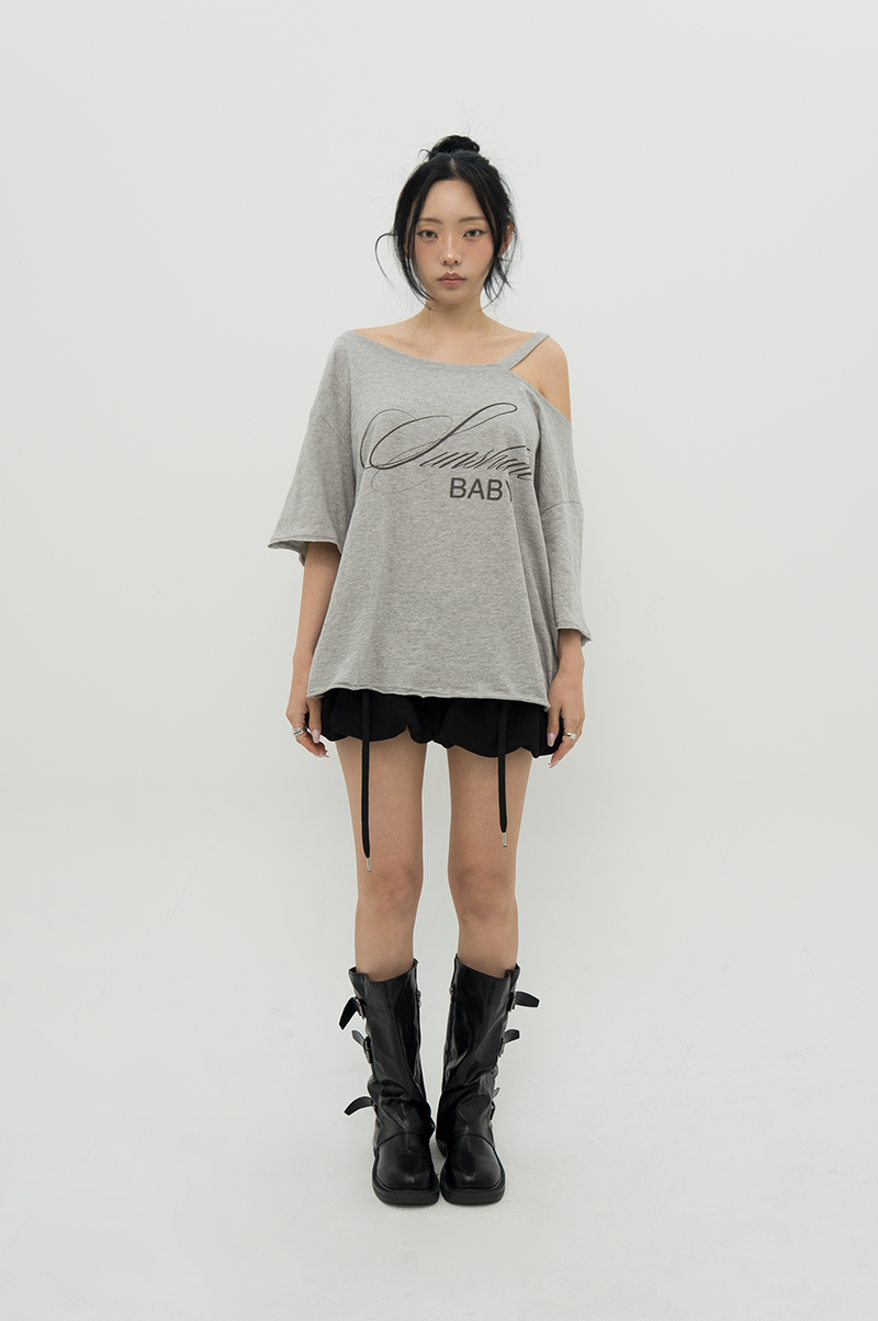 SUNSHINE BABY ASYM TEE _ GREY