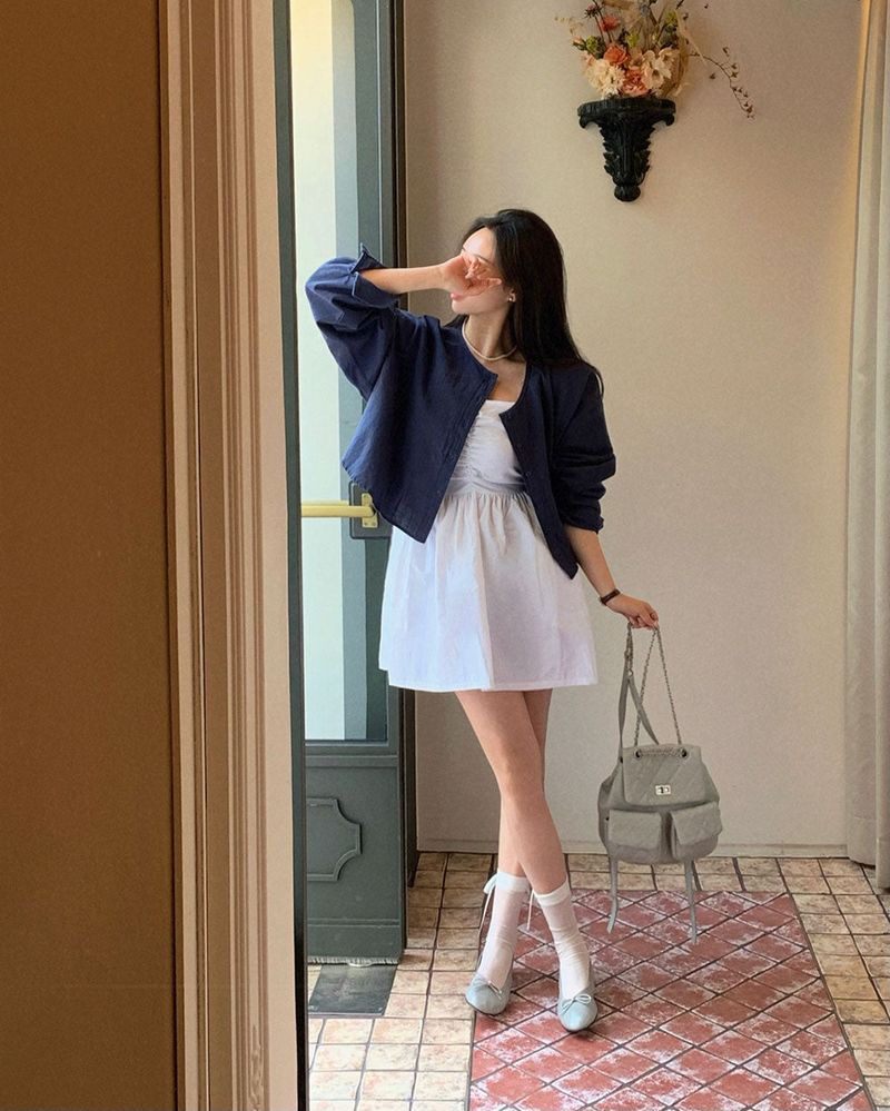 Heart Shirring Bische Mini Dress