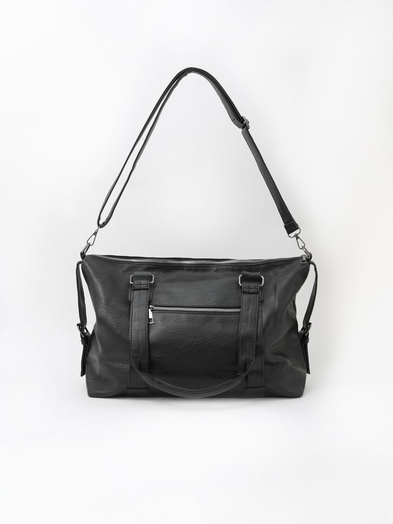 Clock Leather Tote Crossbody Bag