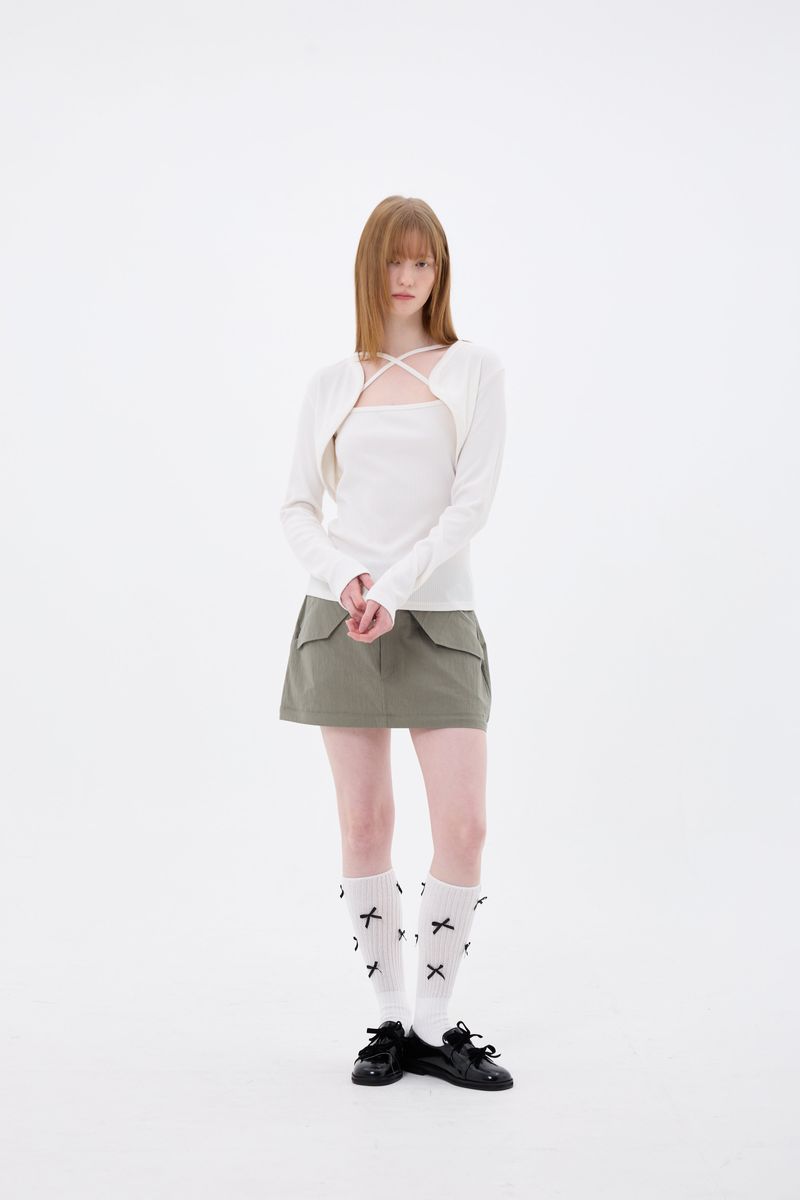 DOUBLE CUT CAGO SKIRT / KHAKI