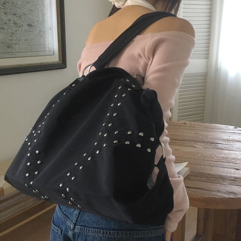 Pillon nylon stud big shoulder bag