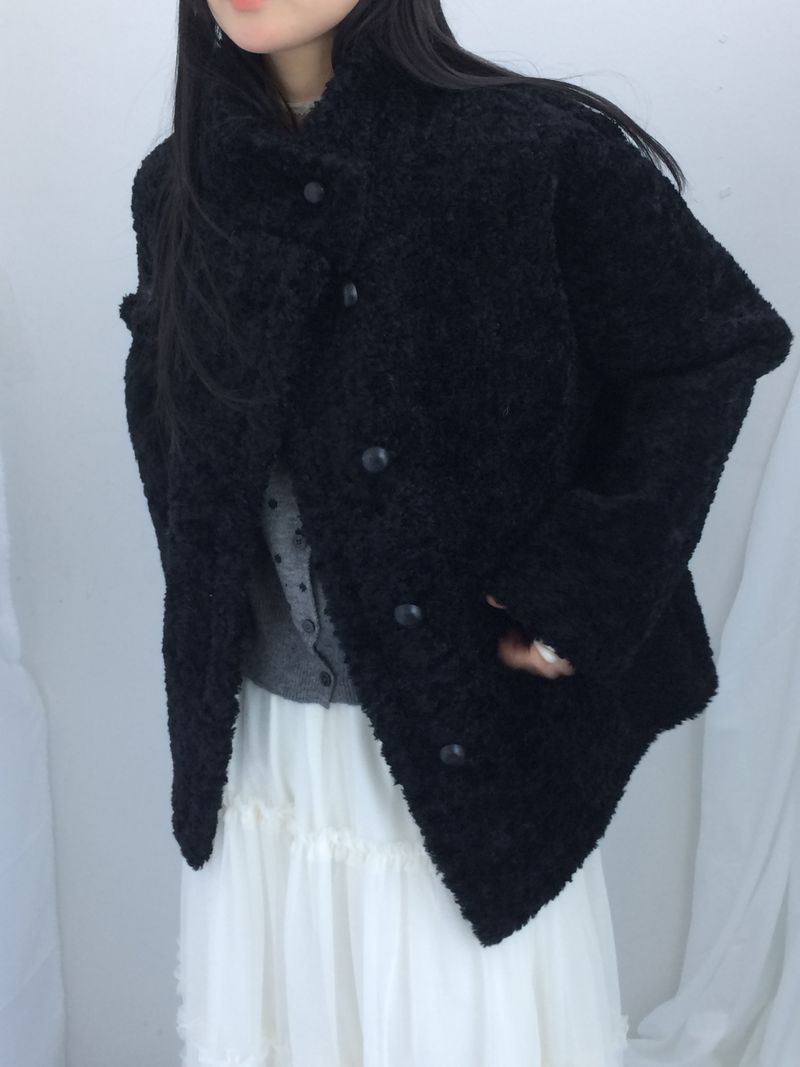 highneck puffy fur jacket