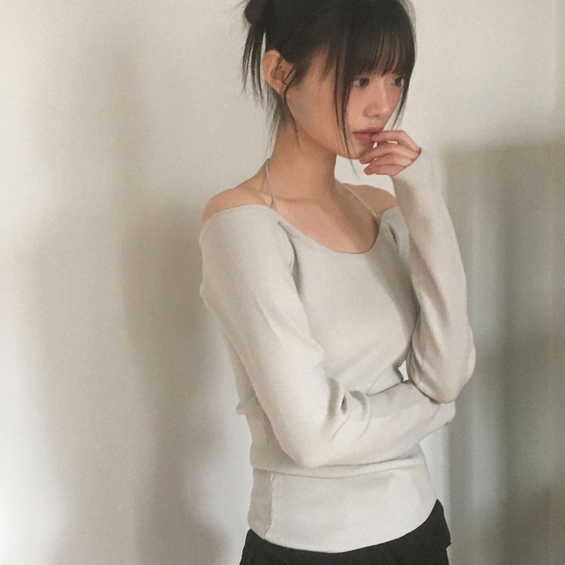 [MADE] Har Halter Strap Off-Shoulder Knitwear