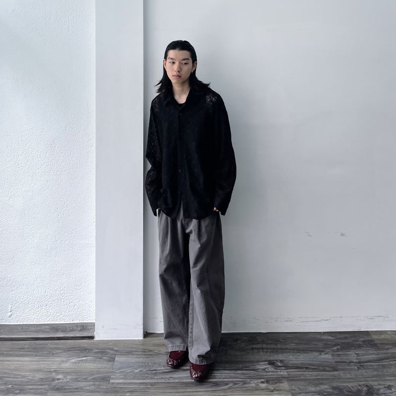 Washed Multi-Button Wide Pants
