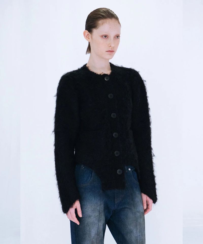 CUTTING MOHAIR KNIT CARDIGAN