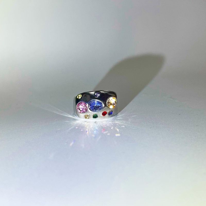 [aespa/Nmixx/Wooah/TNX] Silver gemstone ring_2
