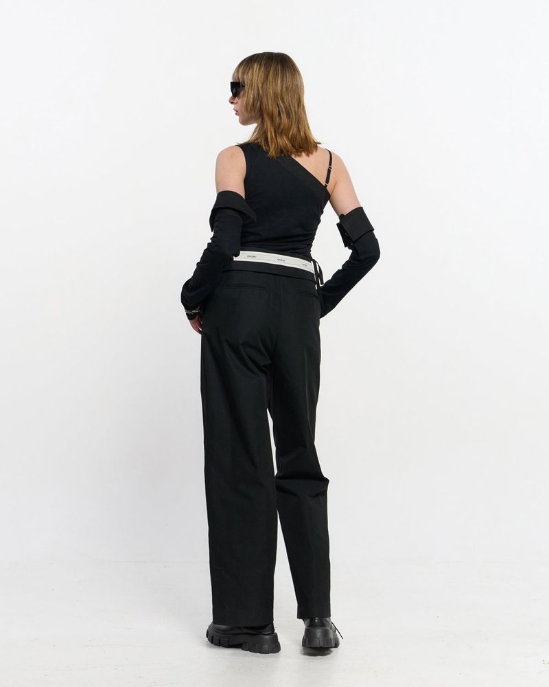  Fold Over Wide Slacks _ BLACK
