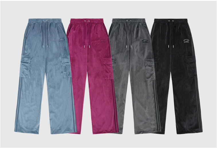 Velour Sporty Track Cargo Pants