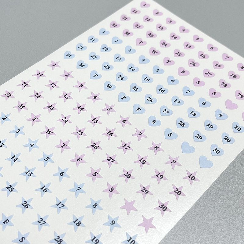 pastel numbering diary point sticker