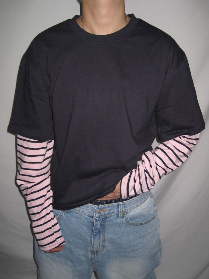 Mokey（モーキー）の「Stripe Layered Long Sleeve T-Shirt (3c)（Tops）」