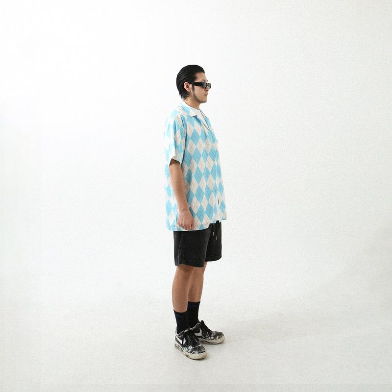 ARGYLE FUNK HALF SHIRTS BLUE