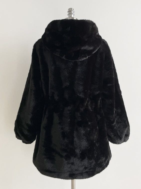 Lenu String Ecofur Mink Mustang Hood Zip-Up